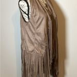 BOHO FAUX SUEDE FRINGE VEST TAUPE HIPPIE FESTIVAL SIZE LARGE BRAND NEW ☮️ Tan Photo 3