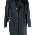 Kenneth Cole Reaction Womens Trench Coat Wool Blend Pockets Black Size 8 Photo 0
