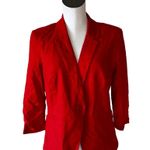 Jules & Leopold NWT  CASUAL RAYON LINEN BLEND BLAZER RED RUCHED SLEEVE Photo 1