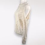 Lucky Brand  Cream Open Knit Cold Shoulder Sweater Size Small Photo 3