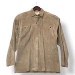 Vtg Pia Rucci Women Leather Suede Shirt Jacket Sz 10 Minimalist Western Cowgirl Tan Photo 0