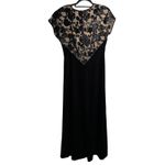 VTG Black Tan Velvet Floral Dress Formal Gown Whimsigoth Dark Romantic L‎ Gothic Size L Photo 1