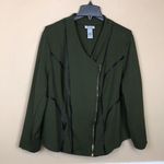 Catherines Curvy Collection Women’s Green Black Faux Leather Detail Moto Jacket Size 24W Photo 0