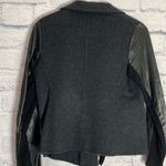 Vince gray wool leather sleeve asymmetrical moto jacket small Photo 6