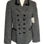 Worthington NWT Vintage  Tweed Blazer Jacket Black Velvet Houndstooth Size 4 Photo 0