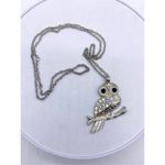 Silver Jeans Necklace - Owl silver pendant necklace rhinestone Photo 5