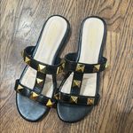 Bamboo  Black with Gold Stud Sandals Photo 0