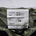 Social Bridesmaids Olive Green Satin Ruffle Flutter Sleeve Maxi Dress XS 8219‎ Photo 5