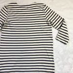 Madewell  Shift Dress Women's Small Cream Navy Stripe 100% Cotton Tee 3/4 Sleeves Photo 6