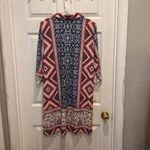 Chico's  Women's Size‎ Large US 12 Vanity 2 Coral Navy Paisley Print Shirt Dress Photo 5