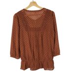 Daniel Rainn DR2 Orange Swiss Dot Boho Long Sleeve Blouse S Photo 1