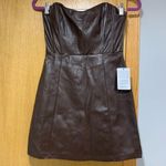 ASTR  The Label Brown Carmen Faux Leather Strapless Mini Dress - Size Small Photo 0