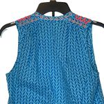 J.Crew  Women's Tank Top‎ Lightweight Embroidered Tassels Teal Neon Orange Size 2 Photo 6