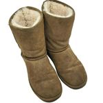 BEARPAW Emma Short 8" Hickory Brown Suede Sheepskin Pull On Boots Womens Size 10 Photo 6