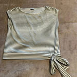 Daniel Cremieux Cremieux Striped Sleeveless Top Women’s Size Medium Olive Cream Photo 0