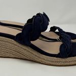 Stuart Weitzman  Twistie Flat Sandals Open Toe Wedge Heels Women's 7 Navy NWOB Photo 6