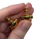 Vintage Signed NAPIER Gold Tone Classy Hoops Metal Screw Back Earrings Photo 4