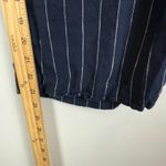 Athleta 100% Linen Pants Women 6 Navy Bali Stripe Wide Leg Drawstring Waist Crop Photo 6