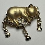 Signed AJC Gold Tone Pig On Tasseled Pillow Brooch Pin Photo 0