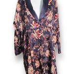 Victoria's Secret Vintage Gold Label Victoria’s Secret Sleepshirt Navy Blue Floral Satin Babydoll Photo 0