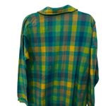 J.NNA Women's Green Yellow Plaid Long Sleeve Button Up Shirt Size Small Collared Photo 2