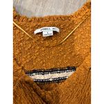O'Neill Striped Knit Sweater Large V Neck Pullover Brown White Blue Photo 2