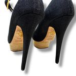 Charlotte Olympia Black Canvas Dolores Espadrille Platform Ankle-Strap Pumps Photo 8