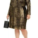 INC International Concepts Glitterati Metallic Black & Gold Wrap Dress XXL Photo 0