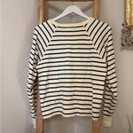 Madewell  Luxe Raglan Sweatshirt in Black and White Stripe Small Photo 3