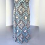 Ny Collection NWT! Elegant Blue & Black Geometric Maxi Dress Size 3X Photo 3