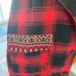 En Crême Red Embroidered Flannel Shirt Photo 3