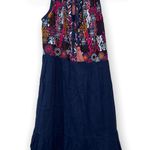 THML Anthropologie Blue Embroidery Keyhole Dress Photo 1