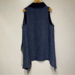 Talbots  Navy Plaid Fringe Open Front Wrap Vest Women’s Size XS/S Fall Winter Photo 1