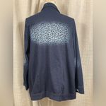 Quacker Factory  Denim Jacket 1X Blue Leopard Print Rhinestone Buttons Photo 3