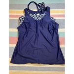 NWOT Navy Geometric Tankini Top Photo 3