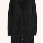 Abercrombie & Fitch NWOT Black Ruched Ribbed Long Sleeve Midi Dress Photo 1