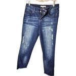 Ymi  Wannabettabutt Dark Wash Distressed Style Jeans Sz 11 Photo 1