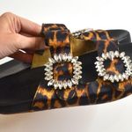 Mystique Boutique Mystique Crystal Jeweled Slide Sandals Cheetah Print Tan Black Women's 7 Photo 3