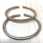 Sterling Silver minimalist textured cuff set, made in Italy - NWOT Photo 3