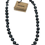 Kazuri Handcrafted 22" Beaded Necklace Dark Gray Ceramic Beads Statement Jewelry Black Photo 0