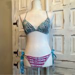Xhilaration Boho Tribal Print Bikini Top With Lace Racerback + Tie Dye Bottoms S Photo 2