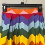 Collectif Malibu Rainbow Chevron Swing Zigzag Knee Len Skirt Size XXS 2 1950s Green Photo 3