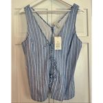 A New Day  NWT blue striped tie front vest tank size M Photo 2