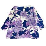 Chico's Floral Blouse Womens 1 Purple 3/4 Sleeve Top Work Career Party Preppy Photo 2