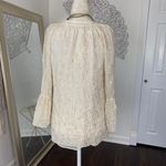 Lilly Pulitzer Matilda Cream Gold Leaf Bell Sleeve Silk Blouse S Photo 6