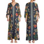 Johnny Was Mia Floral Border Long Dress Silk Blend Semi Sheer Size XS Photo 1