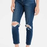 American Eagle High Rise Mom Jeans Distressed Stretch Blue Size 4 Photo 0