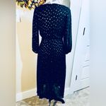DKNY Balloon Sleeve Faux Wrap Metallic Gold Polkadot Belted Midi Dress Sz 6 Photo 4