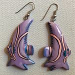 Funky fish lightweight dangle earrings purple Photo 1