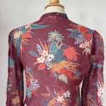 Patty’s Of Texas Vintage 1970s Floral Maroon Western Boho Button Down Shirt Photo 3